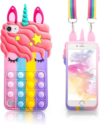 Kakotomy Kawaii - Funda para iPod Touch 7 con correa para niños y adolescentes, funda de silicona con burbujas para aliviar el estrés y aliviar el