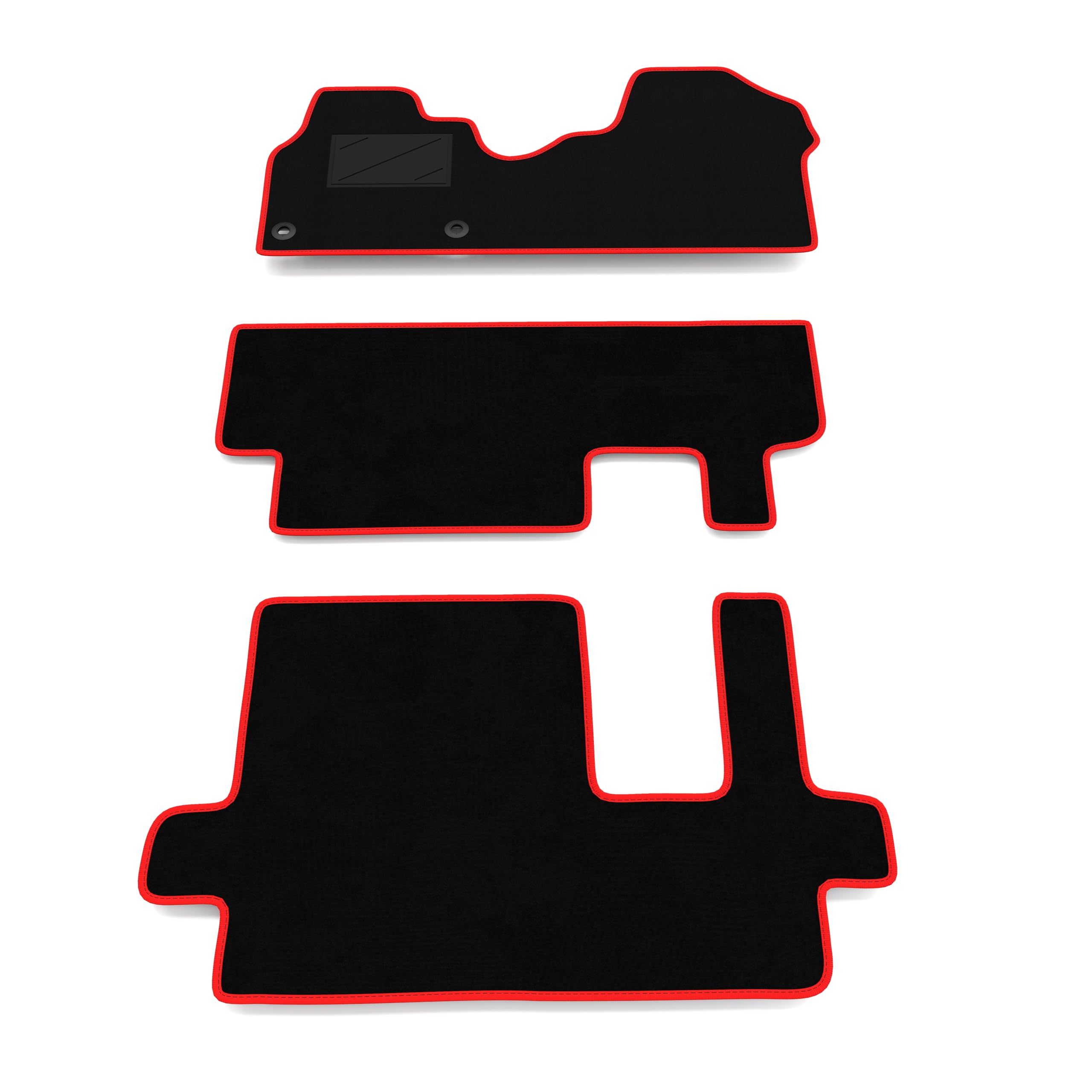 Kit Tappetini Auto compatibili con Peugeot Traveller 9 posti 2016-2026 | Set Tappeti in Moquette, Tappeto auto su misura, bordo rosso