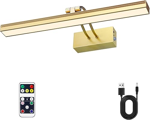 LEEQVHOOLL Luz de imagen, luz de pared de batería de 16 pulgadas, luz de visualización 3CCT, luces de arte de metal para pinturas, temporizador