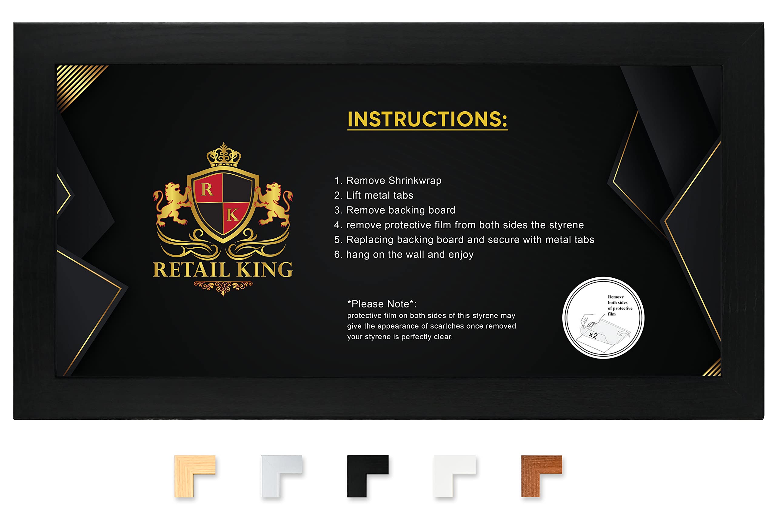 Rk Retail King Black 36" X 12" Panoramic Size Picture Frames - 36X12 Inch Photo Frames - Poster Frames For Wall Hanging With Safe Perpex In Multiple Colours (Black)