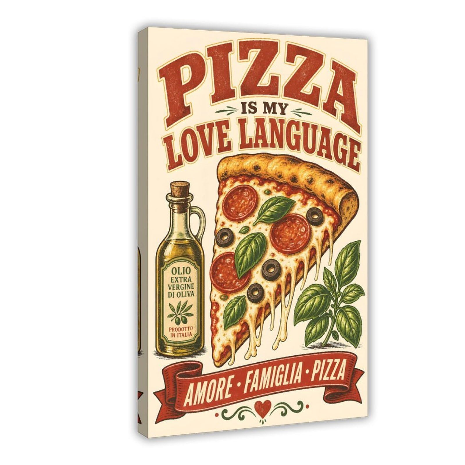 Jfecth Frame-Style Pizza Love Language Kitchen Poster Canvas Poster For Home Decor Gift