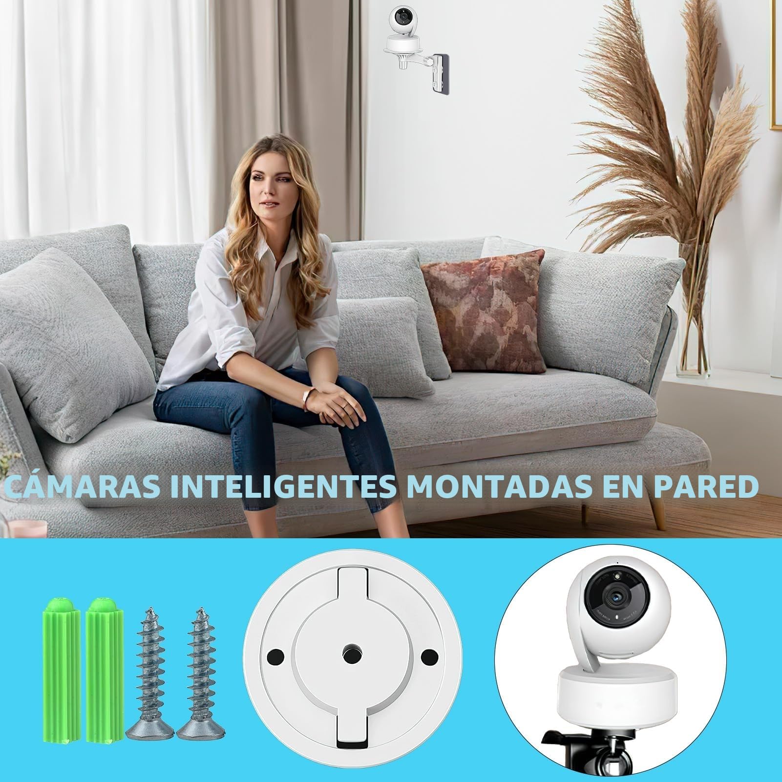 2PCS Soportes Cámara para Tapo C200, TP C210, IPC40C IPC42C, TPC42EW, IPC43AN, IPC43AW, MIPC451, Bases de Montaje para Cámara con Tornillos y Pernos de Expansión