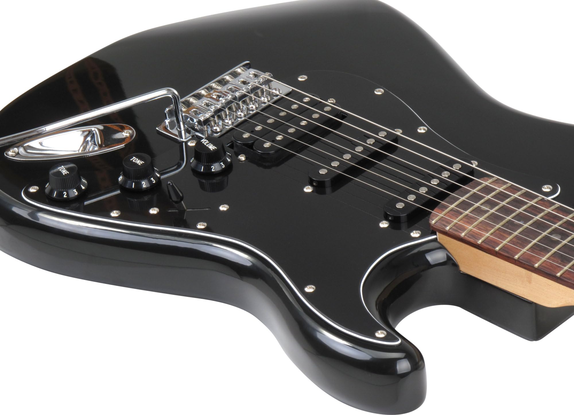 Rocktile Pro ST60-BK Chitarra Elettrica All Black – Corpo in mogano, Humbucker & Single-Coil pickup, incl. cavo per chitarra, leva tremolo & chiave esagonale – Ideale per principianti e avanzati