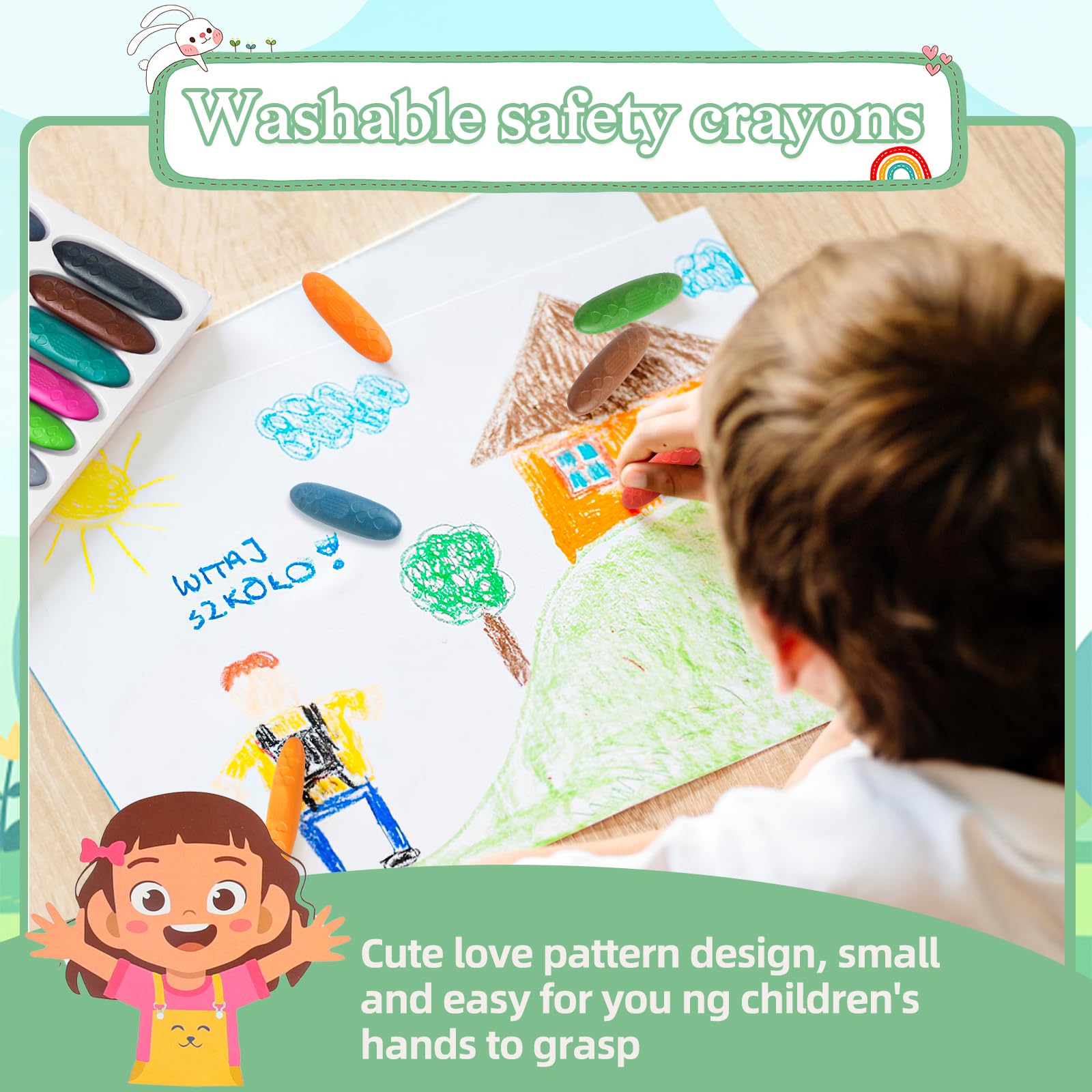 QttvbTna Crayons De Cire Cacahuète Pour Tout-petits, 12 Couleurs, Non