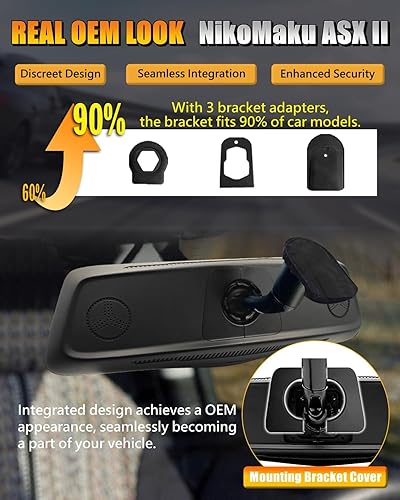 Miniatura 2 de NikoMaku Cámara de tablero de espejo original original real con cámara frontal separada de 10 pulgadas, pantalla táctil completa, cámara de espejo