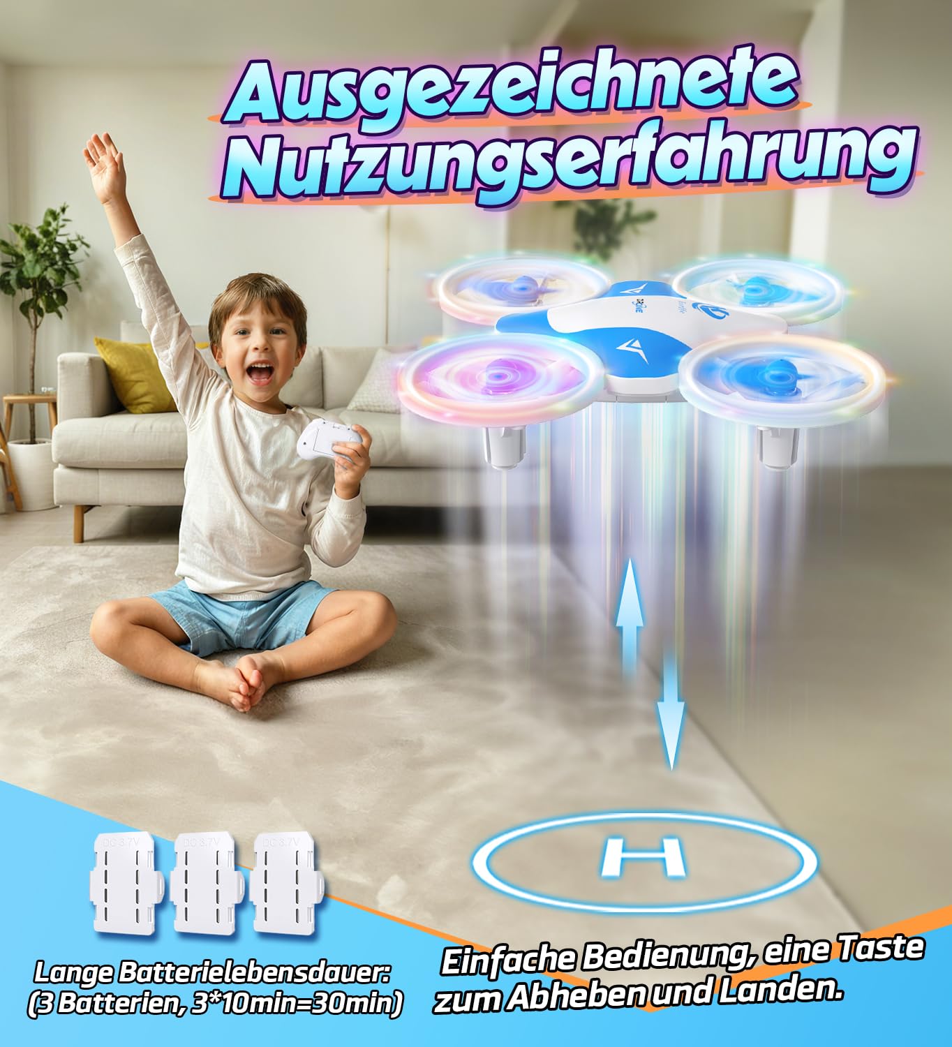 Korffe Mini Drohne für Kinder ab 6-10+ Jahre RC Flugzeug mit LED Lichter Indoor Outdoor Geschenke