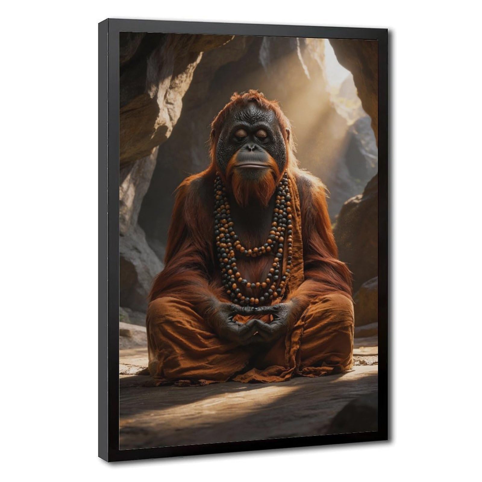Bareronor Zen Ape Meditating Canvas Poster for Dorm Room Decor Gift