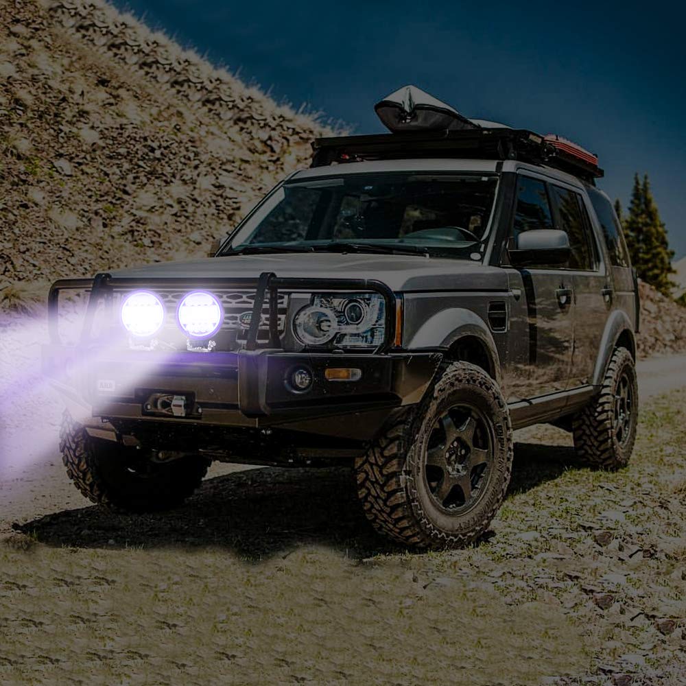 4PCS 96W Foco Led Tractor con Azul Angel Eyes,Faros Trabajo LED 12V 24V Focos de Coche LED Potentes Faros Adicionales Coche Luz de Niebla luz Auxiliar Moto 7200LM para Offroad Tractor Camión Barco