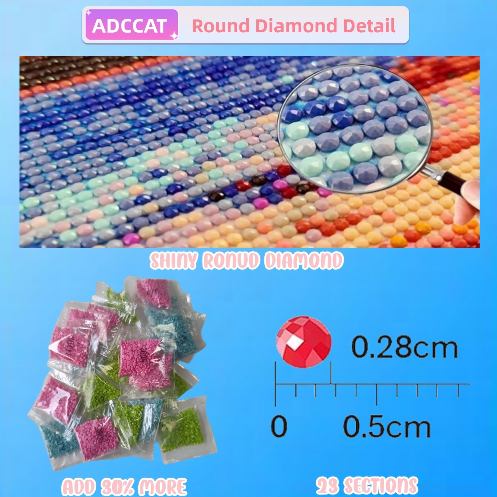 5D Azul Seta Diamond Painting Kit Diamond Art Kit para Adultos Pared Pegatina Decoración Interiores Navidad Punto de Cruz Cuadro Diamantes Kit Bordado Pintura Diamante Decoracion Hogar(28x56in)-F83