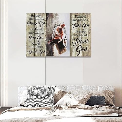 Vista 55 de Póster en lienzo con imágenes de Jesús, león y cordero, impresión en lienzo con texto en inglés "God Bible Christian Religios" para pared, pintura