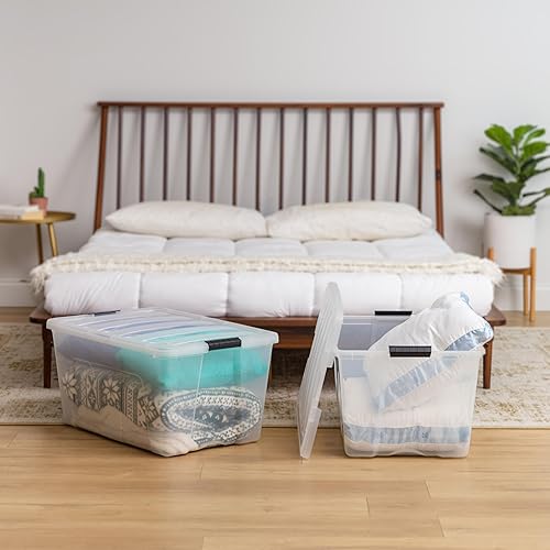 Miniatura 3 de IRIS USA - Contenedores de almacenamiento de plástico apilables de 94 cuartos de galón con tapas, paquete de 4 unidades, sin BPA, fabricados en