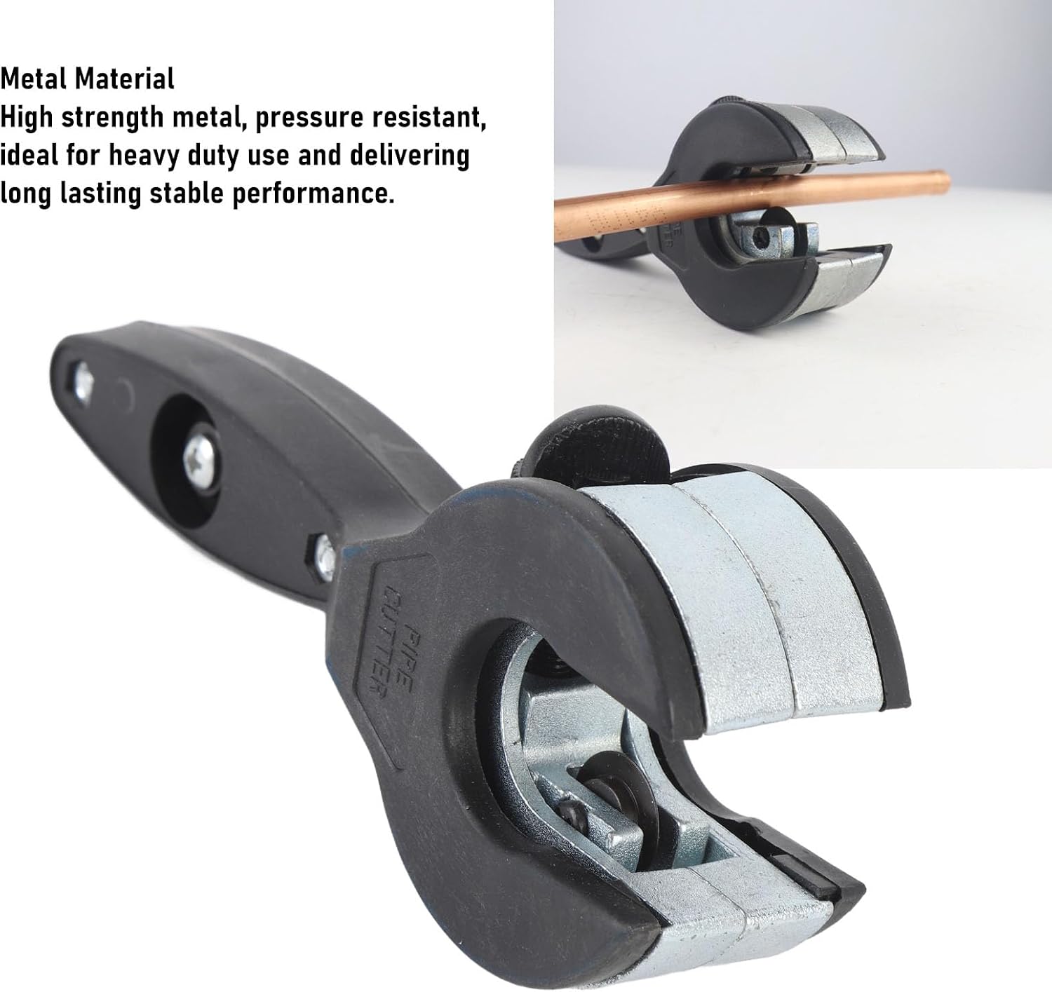 Heavy Duty Ratcheting Tubing Cutter Precise Cutting Adjustable Size Metal High Strength Pipe Cutter Fit for 1/4in to 7/8in Car AC Tubing Black
