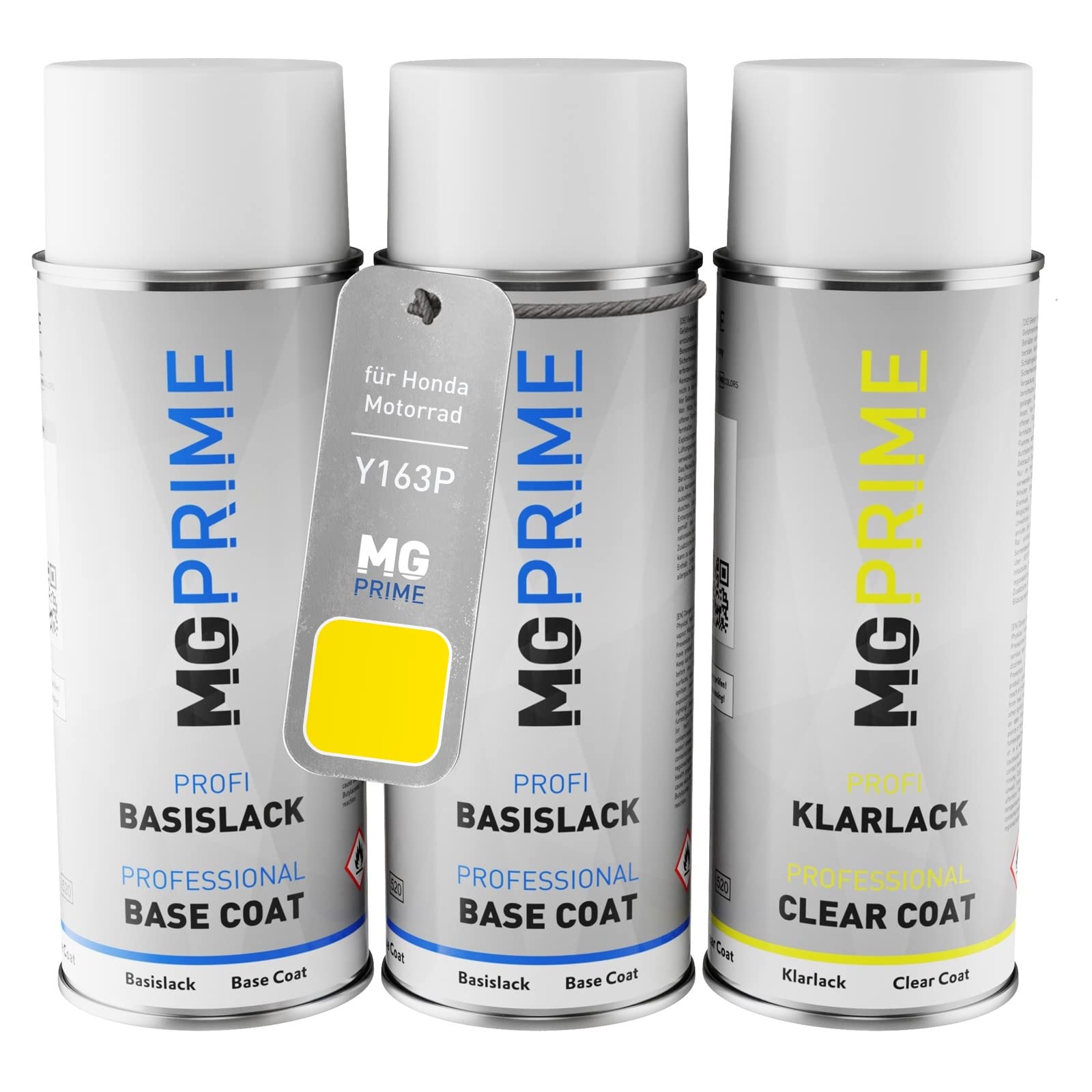 MG PRIME Motorcycle paint Spray can set for Honda Motorrad Y163P Yellow Pearl Primer base coat clear coat spray can 400ml