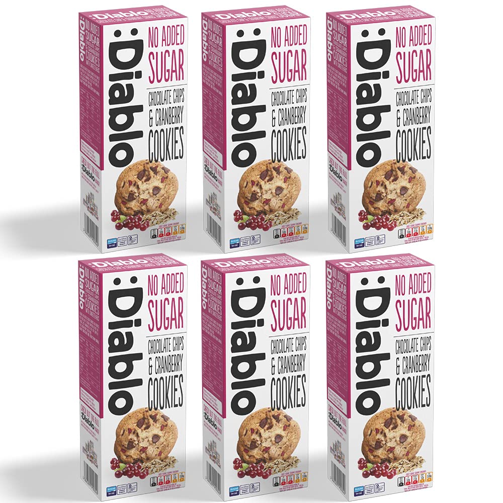 Diablo Chocolate Chips and Cranberry Cookies |No Added Sugar| Sweetened with Maltitol | 135g (Pack Of 6)