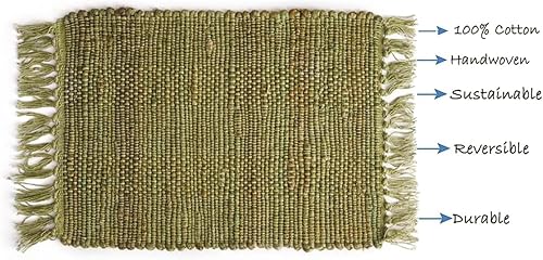 Miniatura 3 de Perilla Home Juego de 4 manteles individuales rectangulares de yute Chindi natural, vintage, bohemio, 13 x 19 pulgadas, para cocina, comedor,