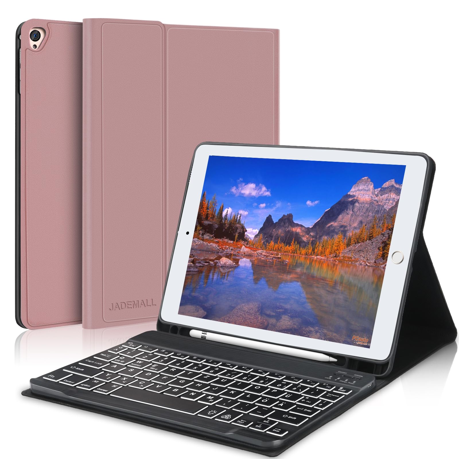 JADEMALL QWERTZ Étui de Protection avec Clavier 10,2 pour iPad (7 8e et 9e