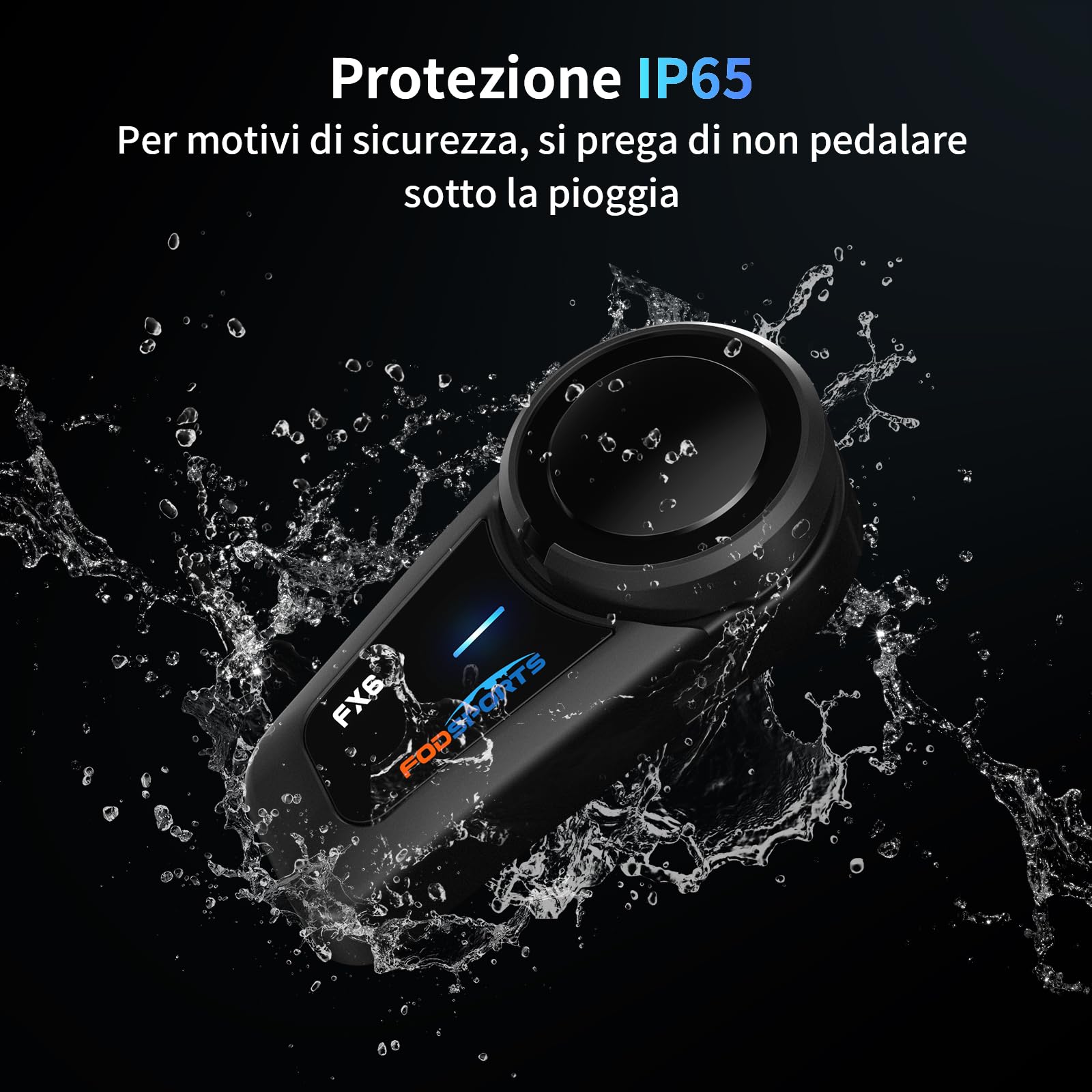 Fodsports FX6 Interfono Moto Coppia, Auricolari Bluetooth Casco mit FM Radio, 1000M Comunicazione 2-6 Motociclisti, IP65, Riduzione Rumore