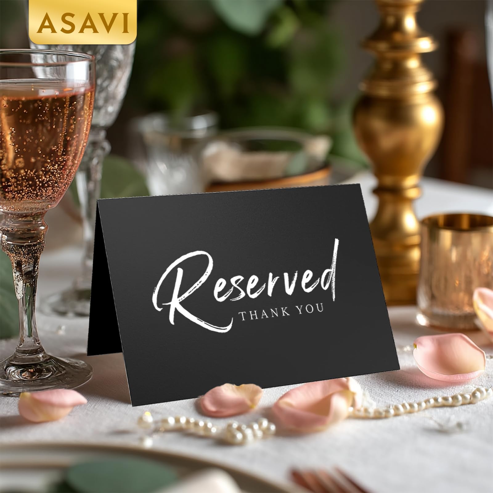 10 tarjetas plegadas de doble cara con letrero dorado reservado, 8 x 6 pulgadas, tiendas de campaña de papel premium para bodas, fiestas, restaurantes, letreros de asiento reservado, tarjetas de mesa