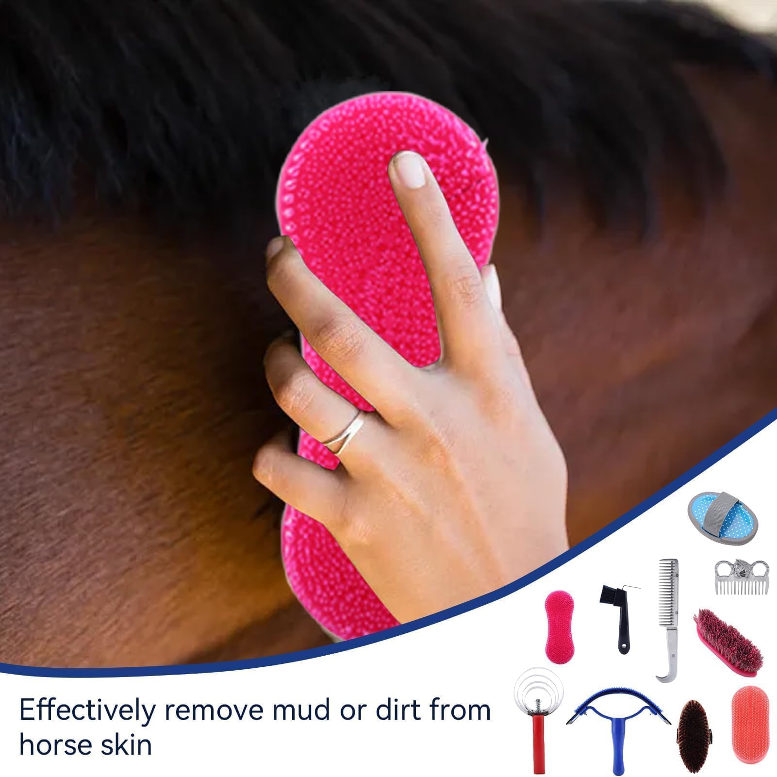 Kit De Aseo Para Caballos De 10 Piezas, Juego De Suministros Para Cuarto De Aperos, Juego De Cepillos Para Caballos, Suministros Para Baño De Caballos Para Jinetes Principiantes