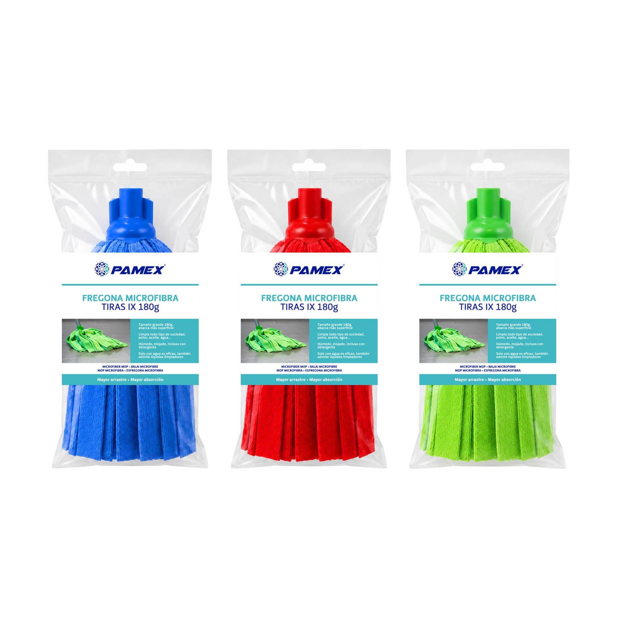 Pamex - Fregona Microfibra Tiras IX 180 - 24 Sets de 3 Unidades (72 Fregonas)