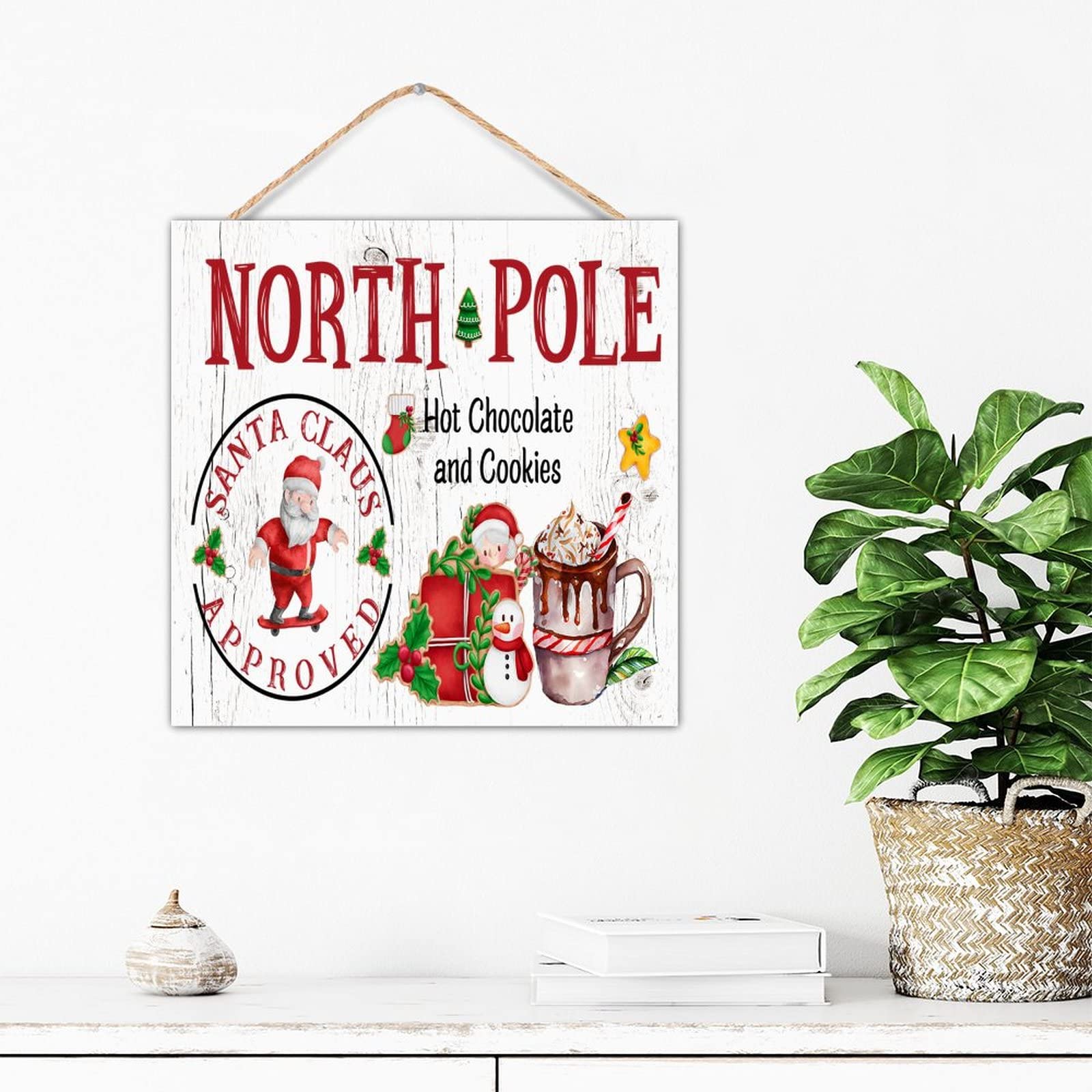 Panneau en bois de campagne de style vintage et moderne pour décoration murale de Noël