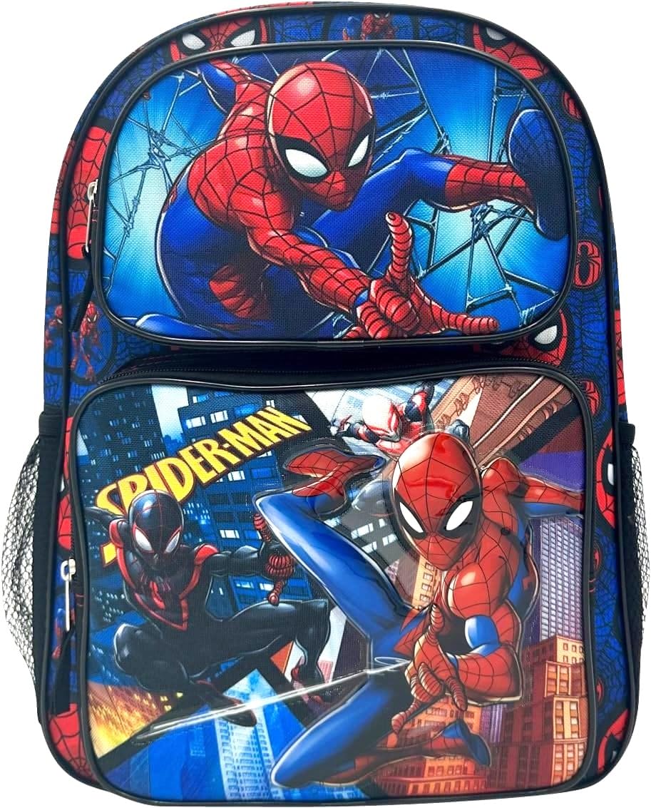 Super Heroes 16" Cargo Backpack - Spiderman School Backpack With Multiple Pockets (Spider-Man)