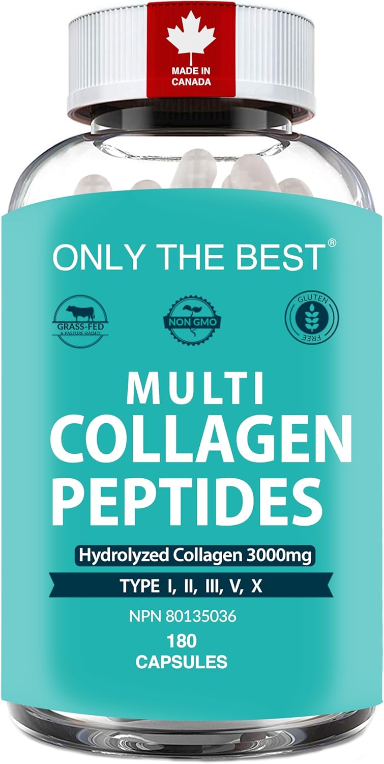 Premium Multi Collagen Peptides Capsules 3000mg – Types I, II, III, V, X To Support Skin, Hair, Nails & Bones – Helps Maintain Strong Joints, Ligaments, Muscles, & Digestive Health* – Hydrolyzed Collagen Supplement 180 Capsules Premium Multi Collagen Peptides Capsules 3000mg – Types I, II, III, V, X To Support Skin, Hair, Nails & Bones – Helps Maintain Strong Joints, Ligaments, Muscles, & Digestive Health* – Hydrolyzed Collagen Supplement 180 Capsules