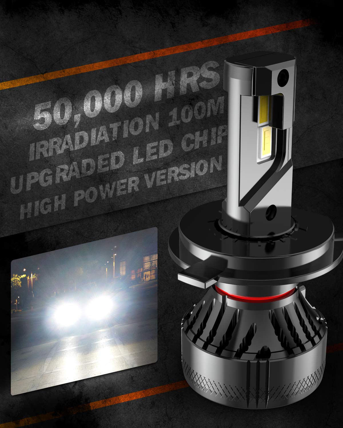 OUSHI Bombilla H4 LED Coche, 110W 20000LM Canbus 6500K Xenon Blanco 9003 HB2 Alto/Bajo LED Bombillas Faros Delanteros para Coches Kits de Conversión (Paquete de 2)