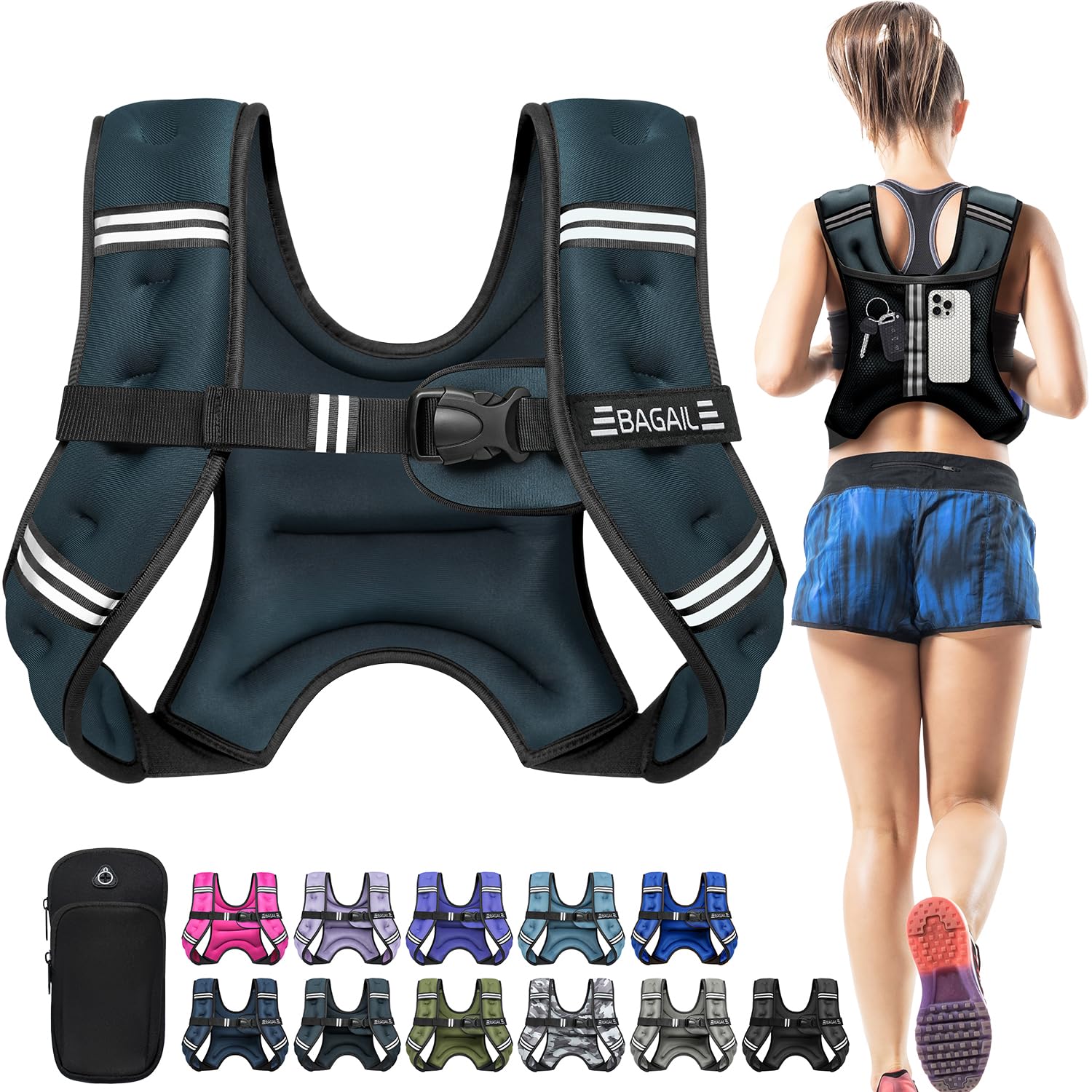 BAGAIL Comfort-Fit Weighted Vest for Woman, Even Weight Distribution, Faster Weight Loss, No-Chafe or Bounce for Walking & Running with Detachable