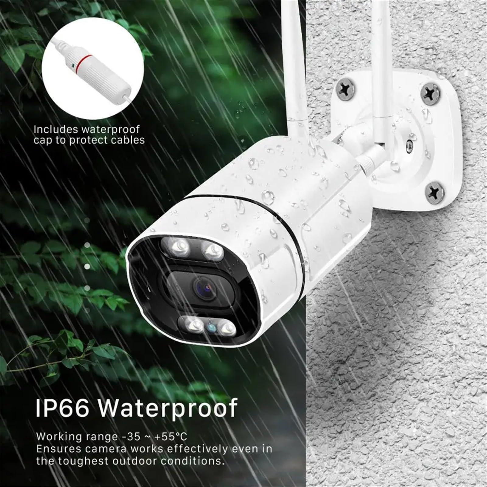 Telecamera IP da 5 MP, Wi-Fi, Ai, rilevamento Umano, Audio, Wireless, Telecamera di Sicurezza CCTV a Colori HD 1080P, Visione Notturna a infrarossi(5MP 64G Card)