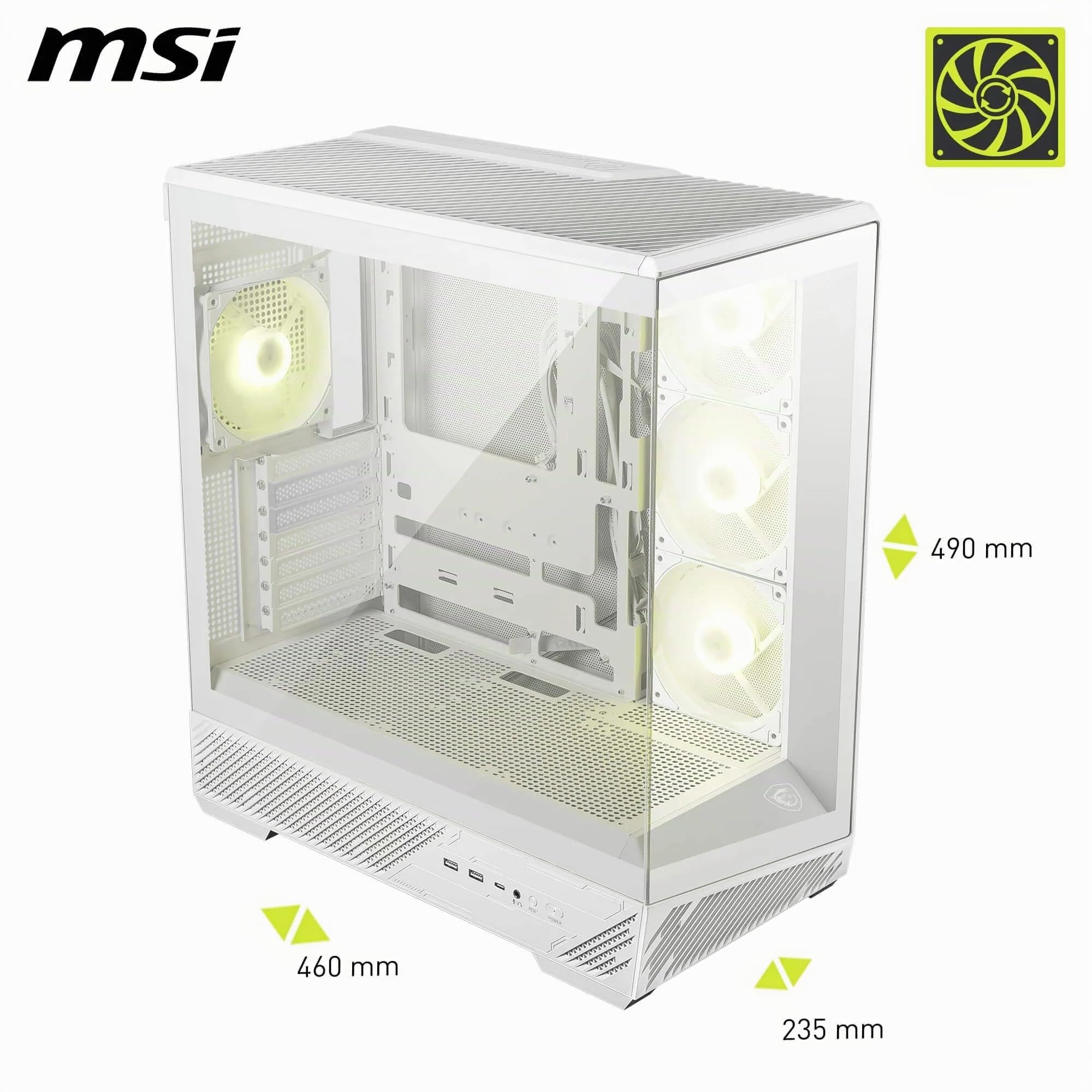MSI MAG PANO 130R PZ White Boîtier PC Gaming ATX, Micro-ATX et Mini-ITX