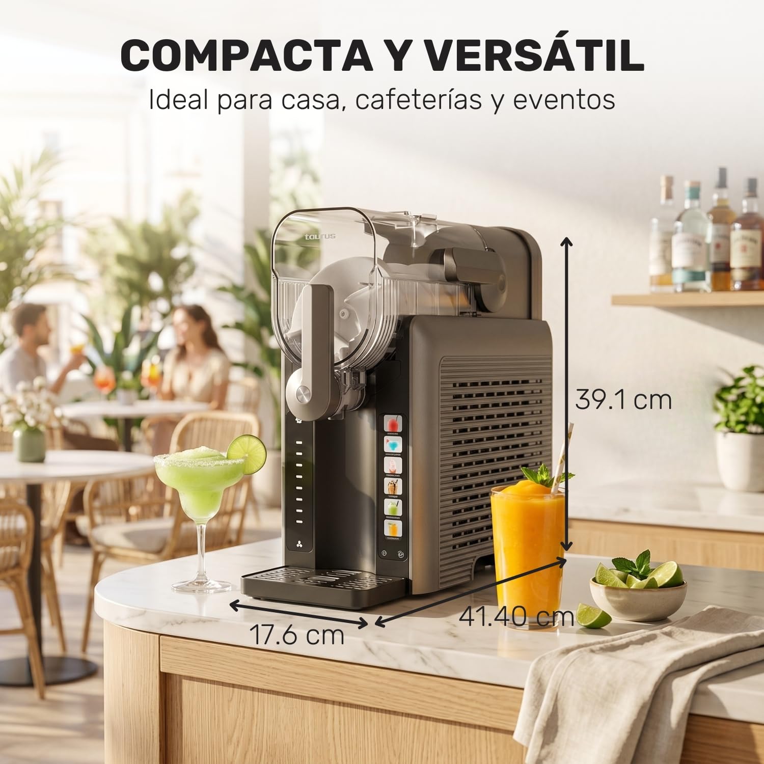 Taurus – Máquina de Granizados Ice Flow 2600 | Capacidad 1,6L | 6 Programas de Bebidas heladas y granizadas | Listas en 15 min | Diseño compacto | Pantalla Táctil | Autolimpieza + Apto Lavavajillas