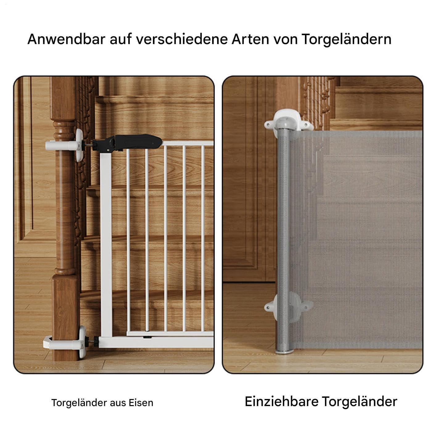 Kit de protección de barandilla de escalera de seguridad para niños, 2 piezas ajustables para escaleras, seguridad en el hogar para niños pequeños, fácil instalación, solución de seguridad