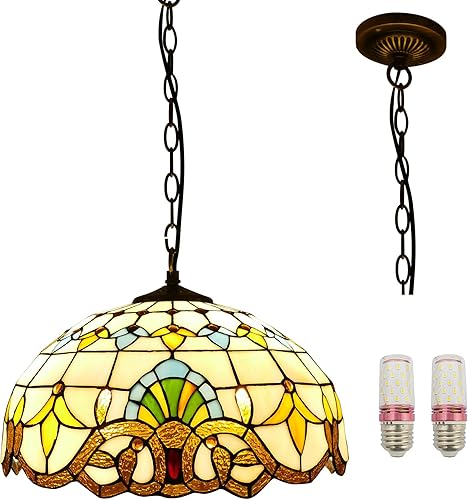 Miniatura 2 de Tiffany - Lámpara colgante hecha a mano con vitral, libélula azul, vintage, accesorios de iluminación colgantes para comedor, sala de estar, isla de