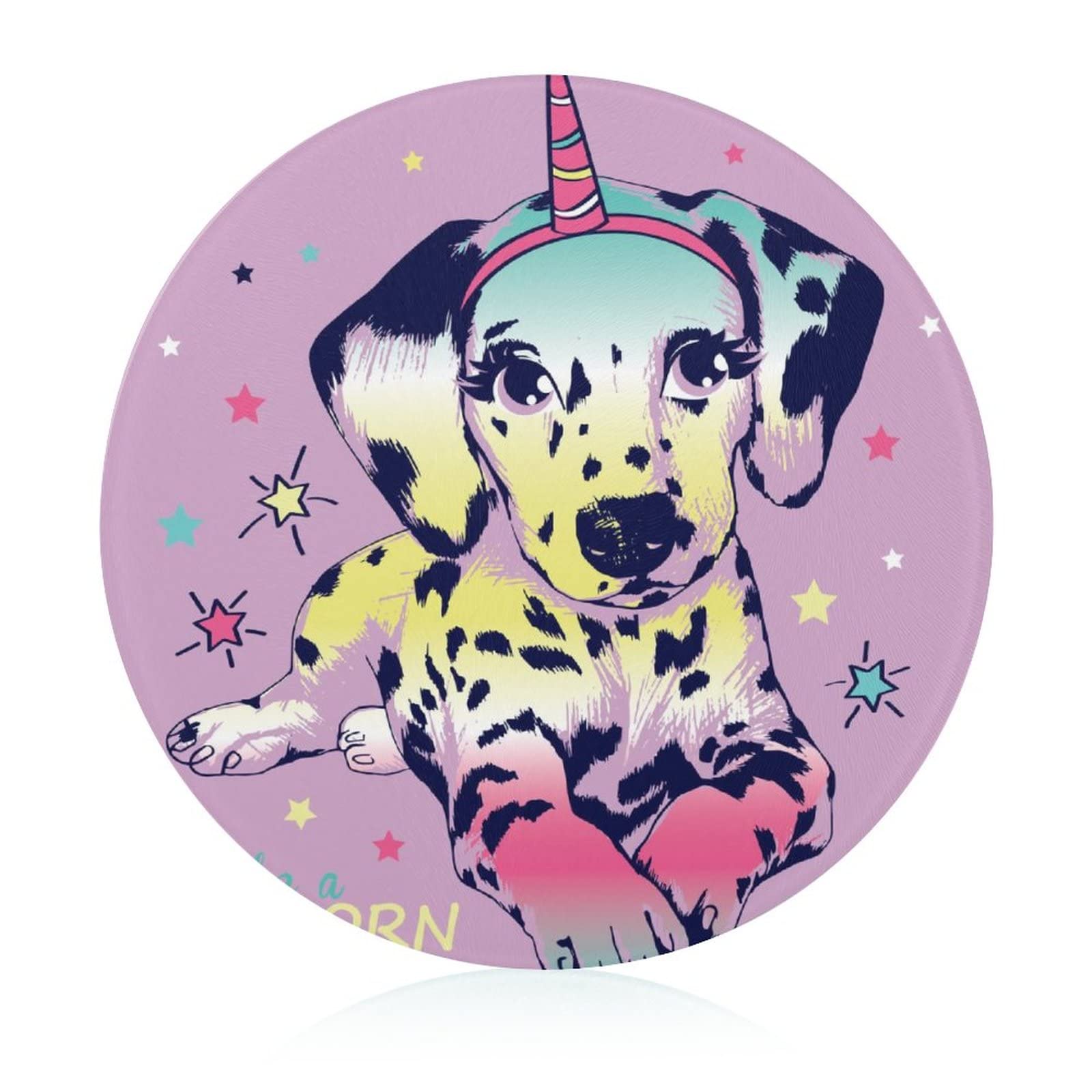 Planche à découper en verre Chien Licorne 20 cm résistante à la chaleur pour cuisine