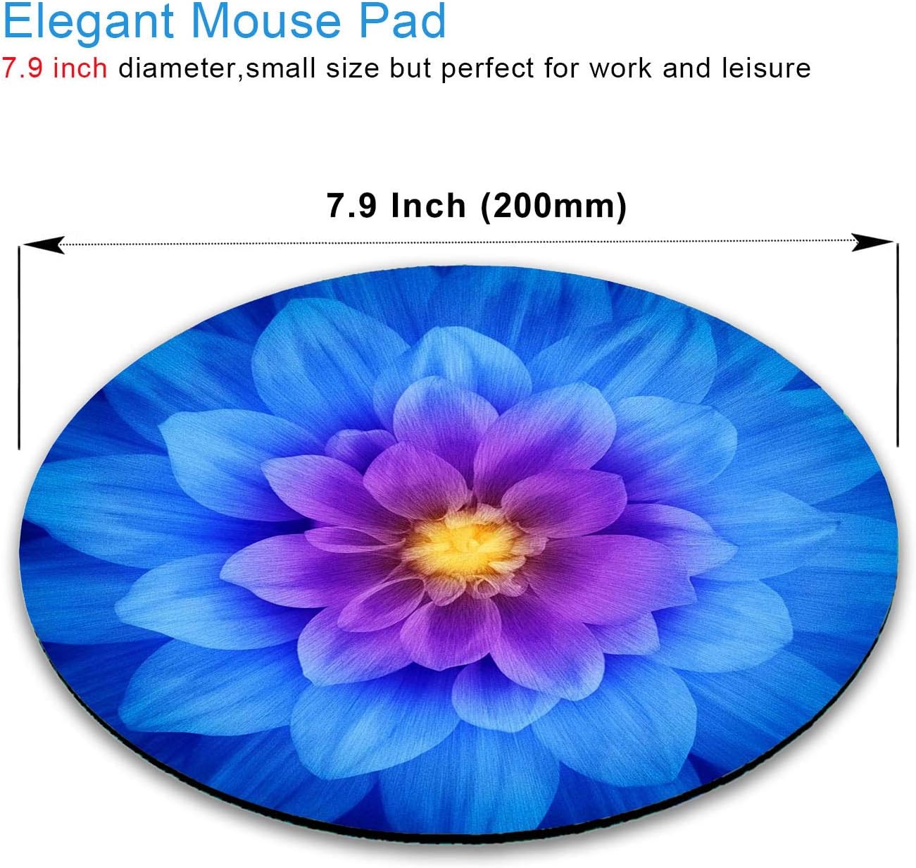 IMAYONDIA Mouse Pad, Blue Watercolor Lotus Flower Round Mouse Pad, Non-Slip Rubber Base Mousepad for Laptop Computer, Personalized Small Mousepad with Designs for Women, 7.9 x 7.9 Inch : Office Products