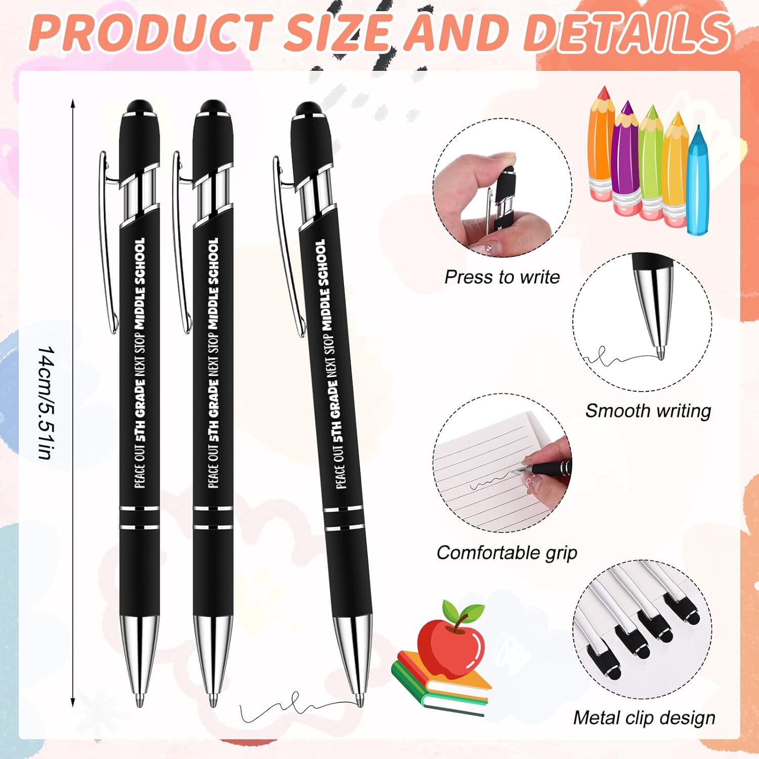 12 Sets 5th Grade Graduation Gifts Bulk Inspirational Spiral Notebooks Ballpoint Pens Class of 2026 Graduation Party Favors for Fifth Grade Students Graduation Decorations
