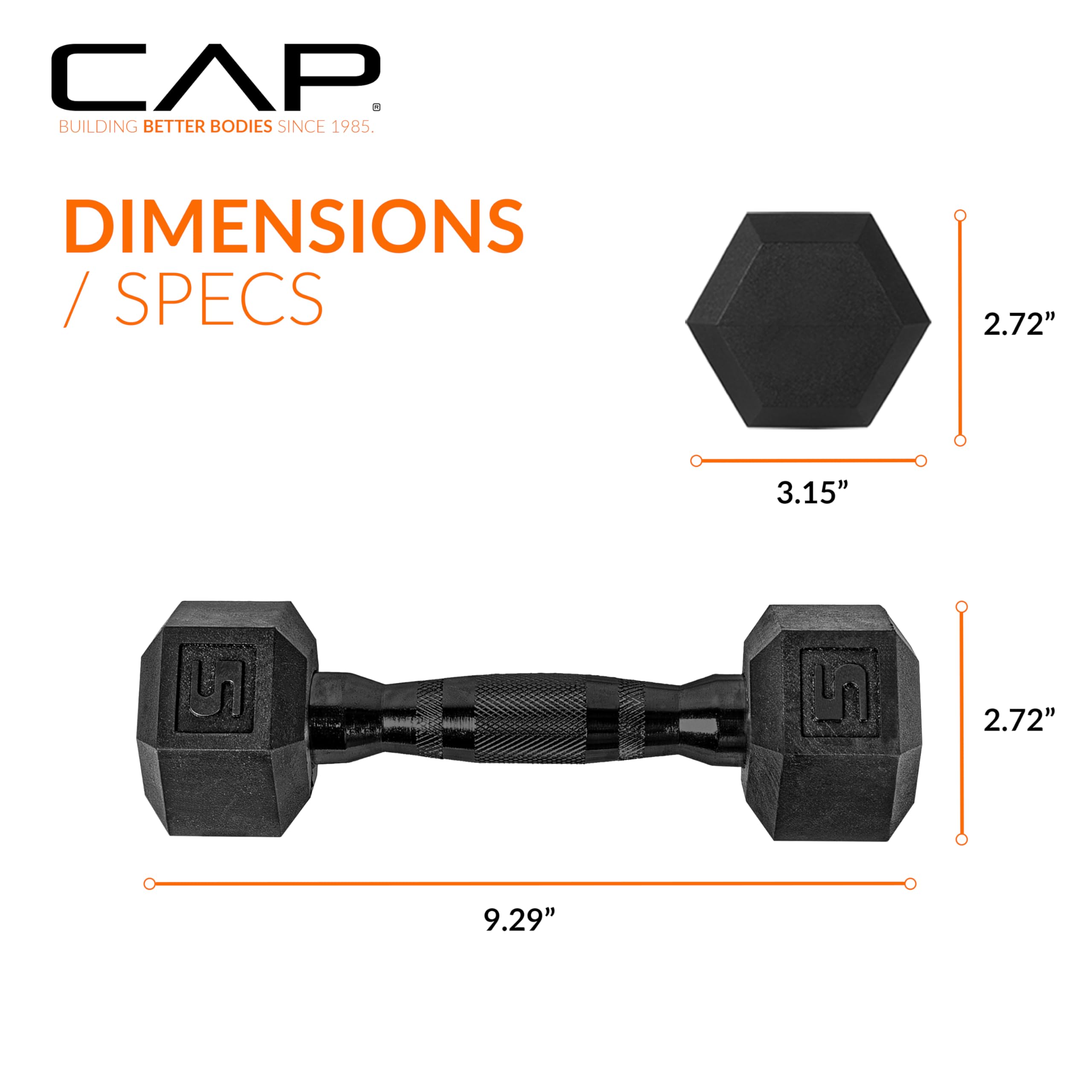 CAP Barbell 2,3 kg powlekane hantle sześciokątne para z czarnym uchwytem