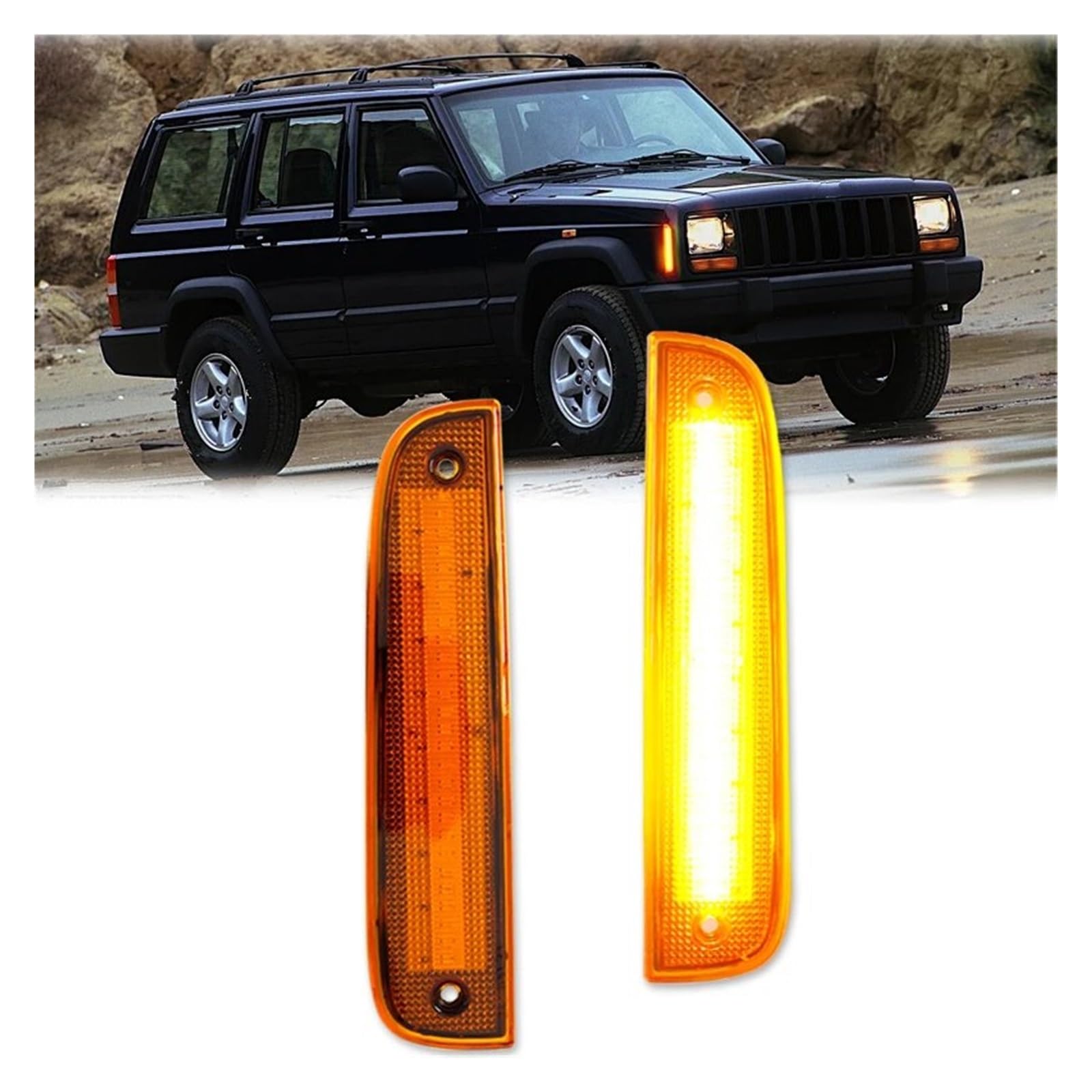 Fanale Fanalino Freccia Per Jeep Per Cherokee 1997 1998 1999 2000 2001 12V T10 Luci Posizione Laterali Anteriori Lente Fumé Ambra Lampada Segnalazione Svolta Sinistra E Destra Indicatore Direzione