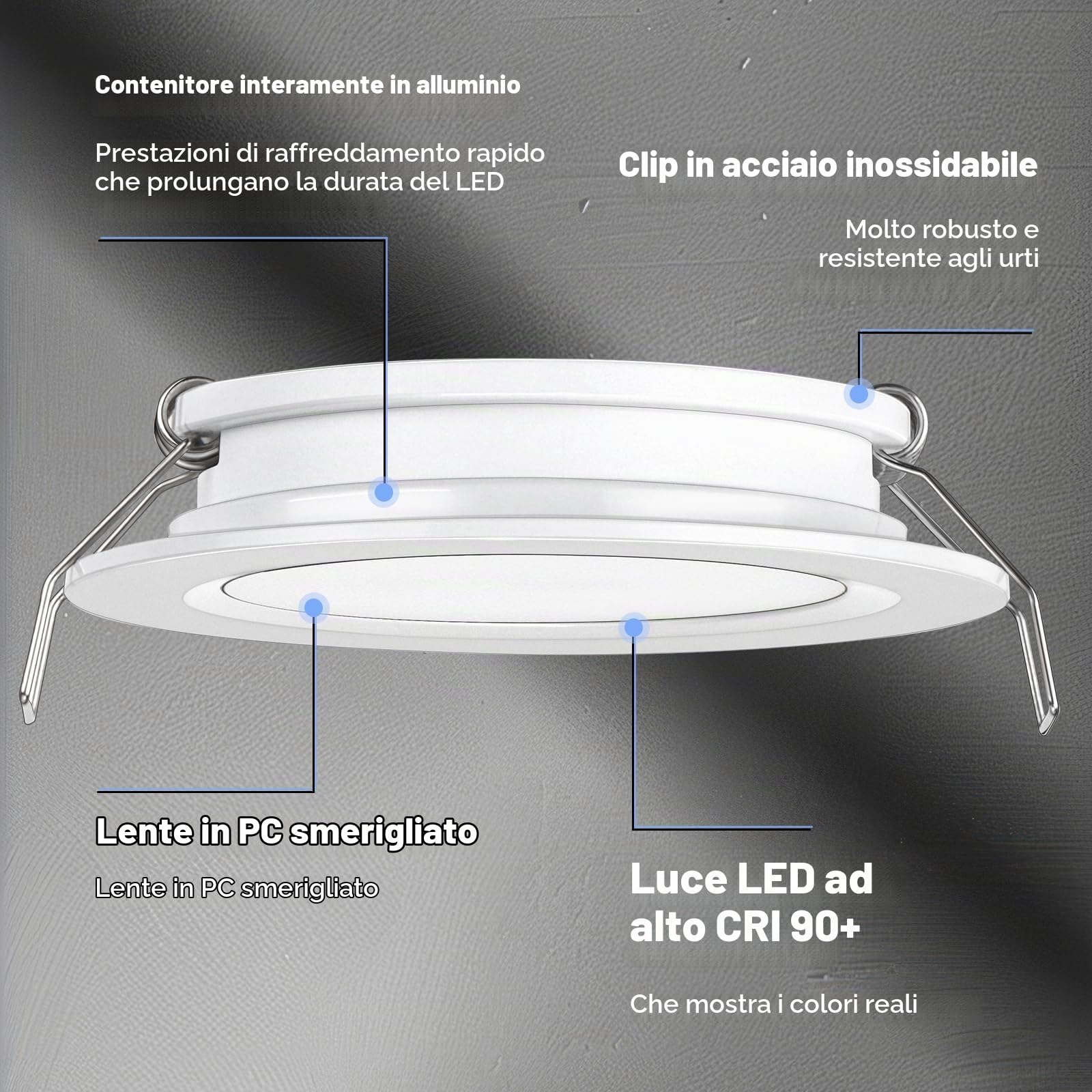 acegoo Faretti LED da Incasso DC 12V Lampada Soffitto Downlight Rotondo Plafoniera 3000K IP64 per Camper Barca Roulotte Furgone Cucina Bagno Cartongesso Mobile, 6 Pezzi Bianco