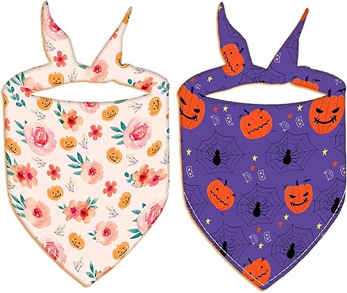 Bandanas para perros de plantas para niños y niñas, 2 unidades, de alta calidad, duraderas, cuadradas, para Halloween, disfraces de perro, bandanas
