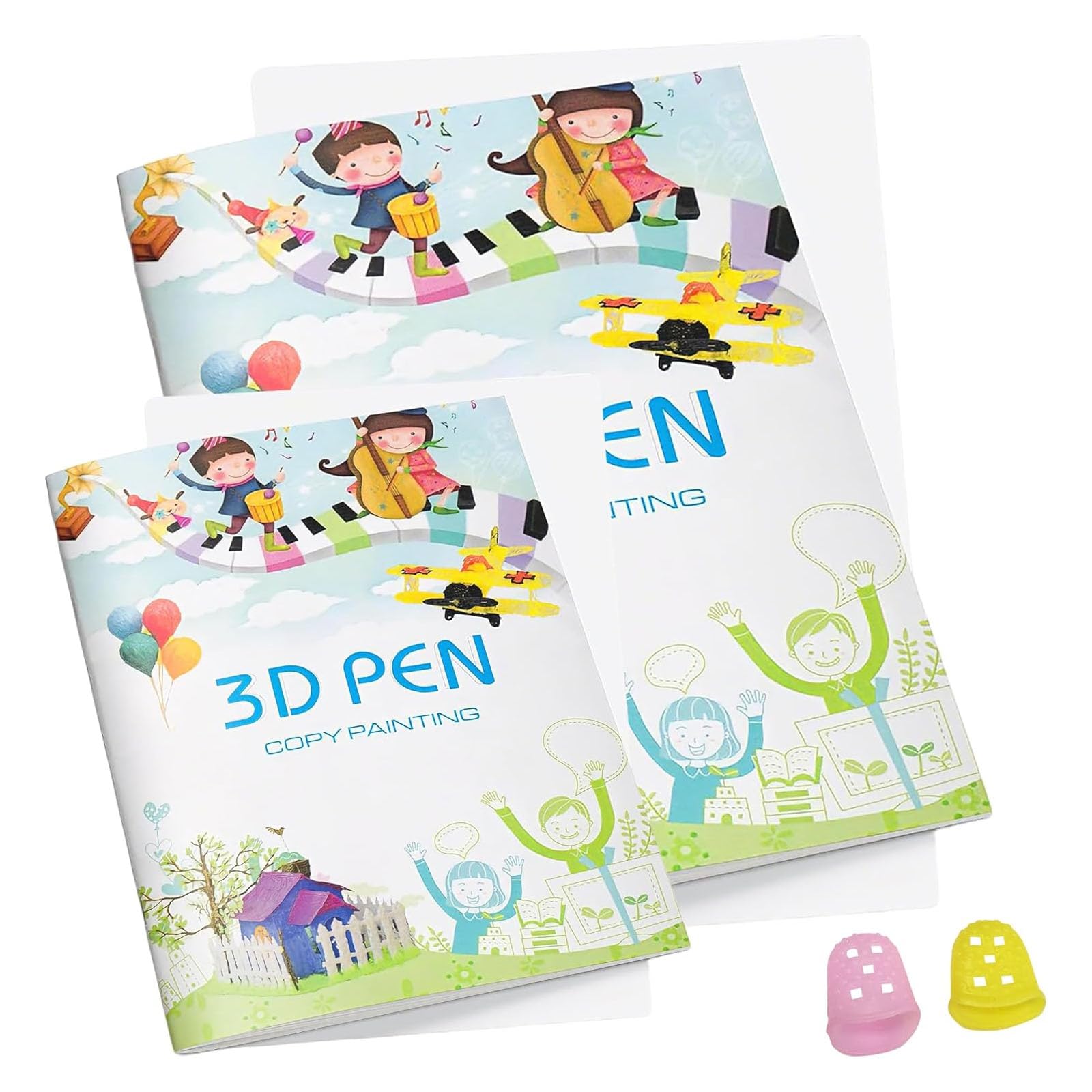 Eqbdilothic 2pcs 3D Printing Pen Set with Drawing Book, Set Creative DIY Art Projects for Everyone, Multiple Patterns in 3D Pen Book-image-30