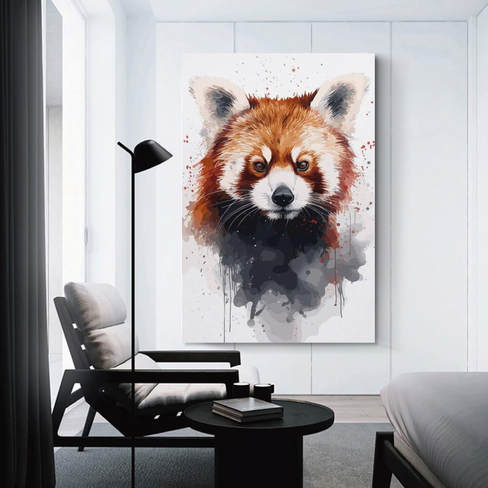 Junmoney Canvas Wall Decor Red Panda Watercolor Portrait, 20x30inch(50x75cm), for Living Room, Bedroom Or Apartment Walls, A Home Accent with Warm Character