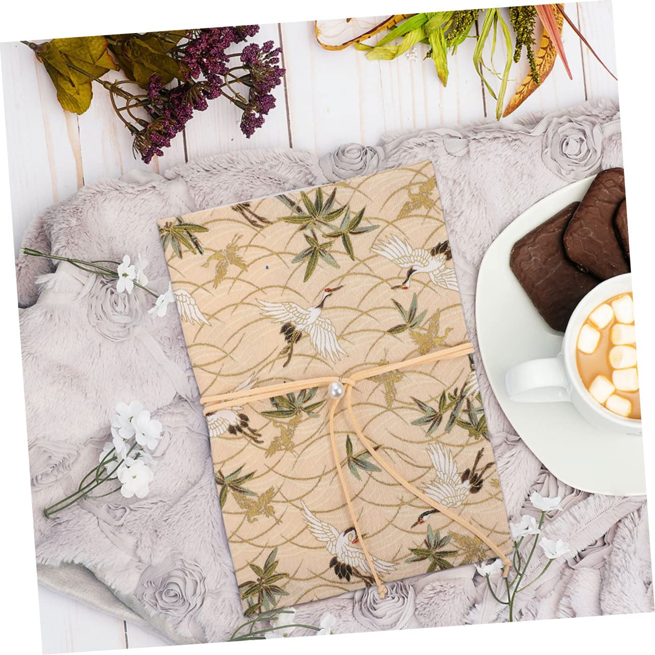 STOBOK 4stücke Ornamental Buchumschlag Mit Elegantem Design Dekorative Schutzhülle Für Notizbücher Und Taschenbücher Anpassbare Stoffhülle Beige Mit Goldprägung Für Schule Und
