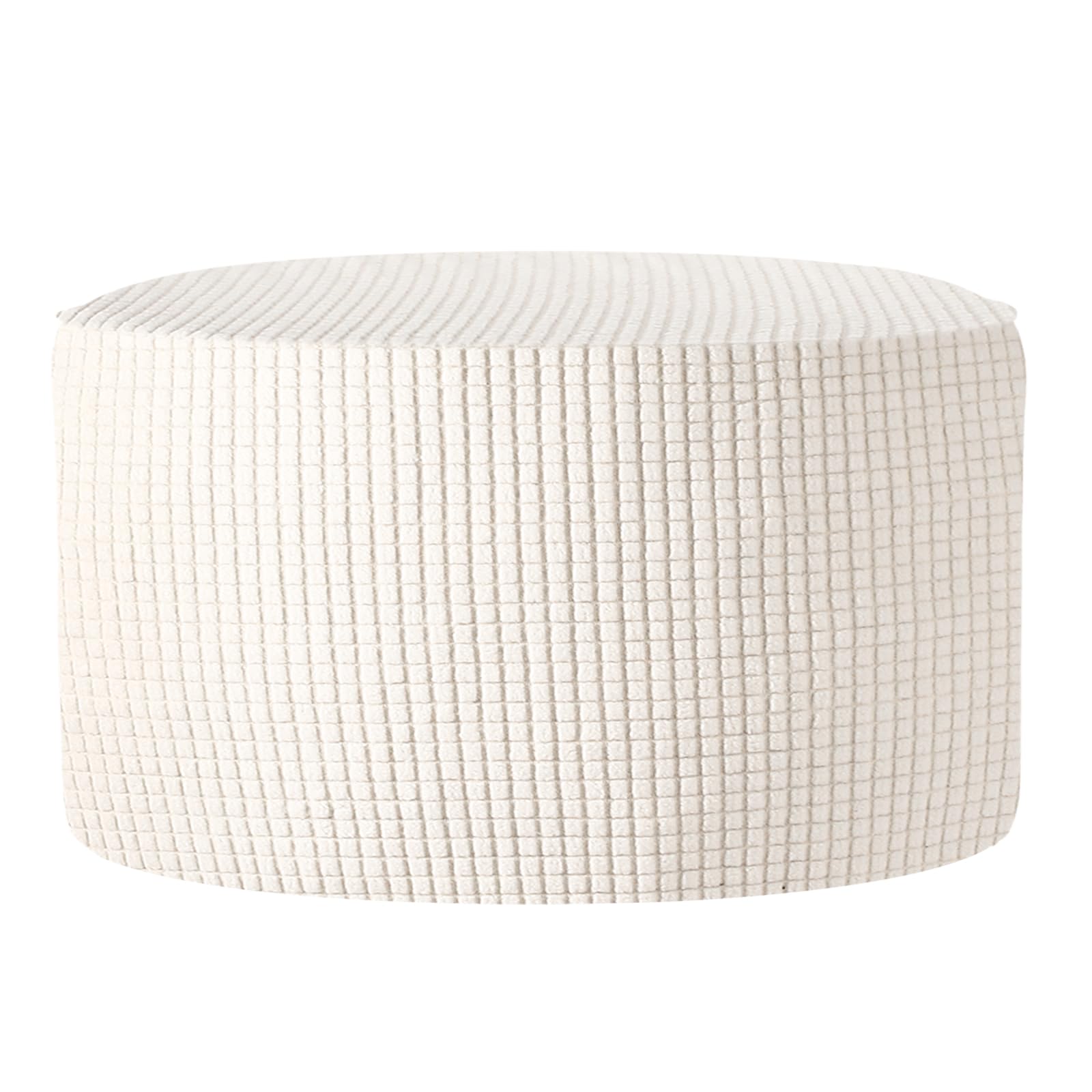 sourcing map Ottomen Cover Round, Jacquard Ottomen Slipcover with Elastic Bottom Fit 60cm-73cm / 23.6"-28.7" Diameter, Stretchable Footrest Stool Covers for Furniture Protector, White