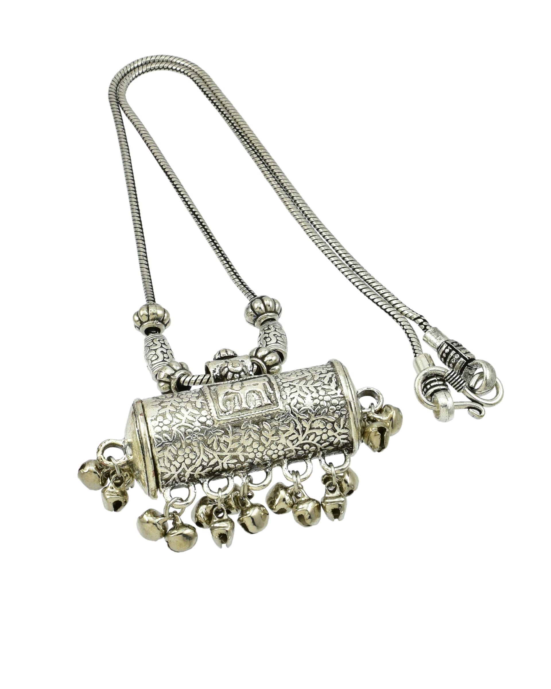 High Trendz Oxidised Silver Metal Gypsy Style Statement Chain Pendant for Women and Girls (Dolki with Gungroo) (B07YMTPGGX) Amazon Price History, Amazon Price Tracker