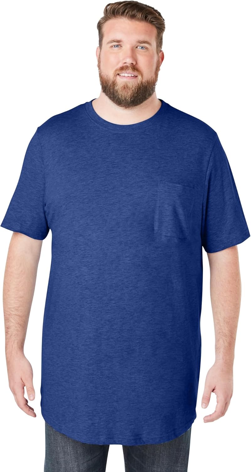 KingSize Men's Big & Tall Shrink-Less Lightweight Longer-Length Crewneck Pocket T-Shirt