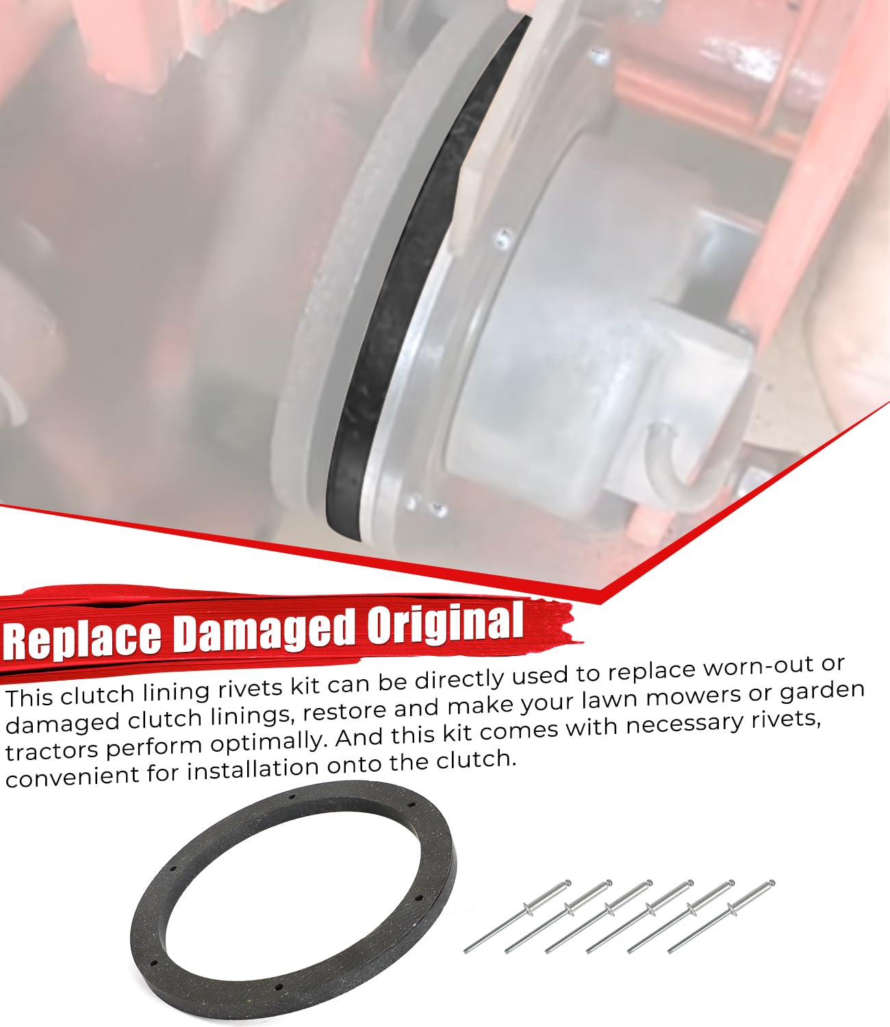 Forro de embrague para cortacésped Gravely con remaches de repuesto para 08751000 06807800 para modelos Gravely, piezas de embrague de resina