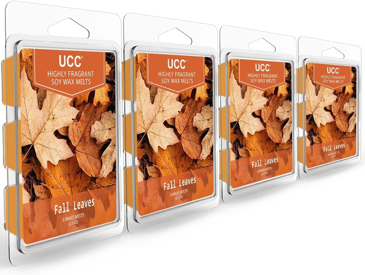 UCC Plant Based Fall Wax Melts - 4 Pack (Cinnamon Caramel, Pumpkin Spice, Pumpkin Pie, Warm Churro) | Soy, Long-Lasting Scent