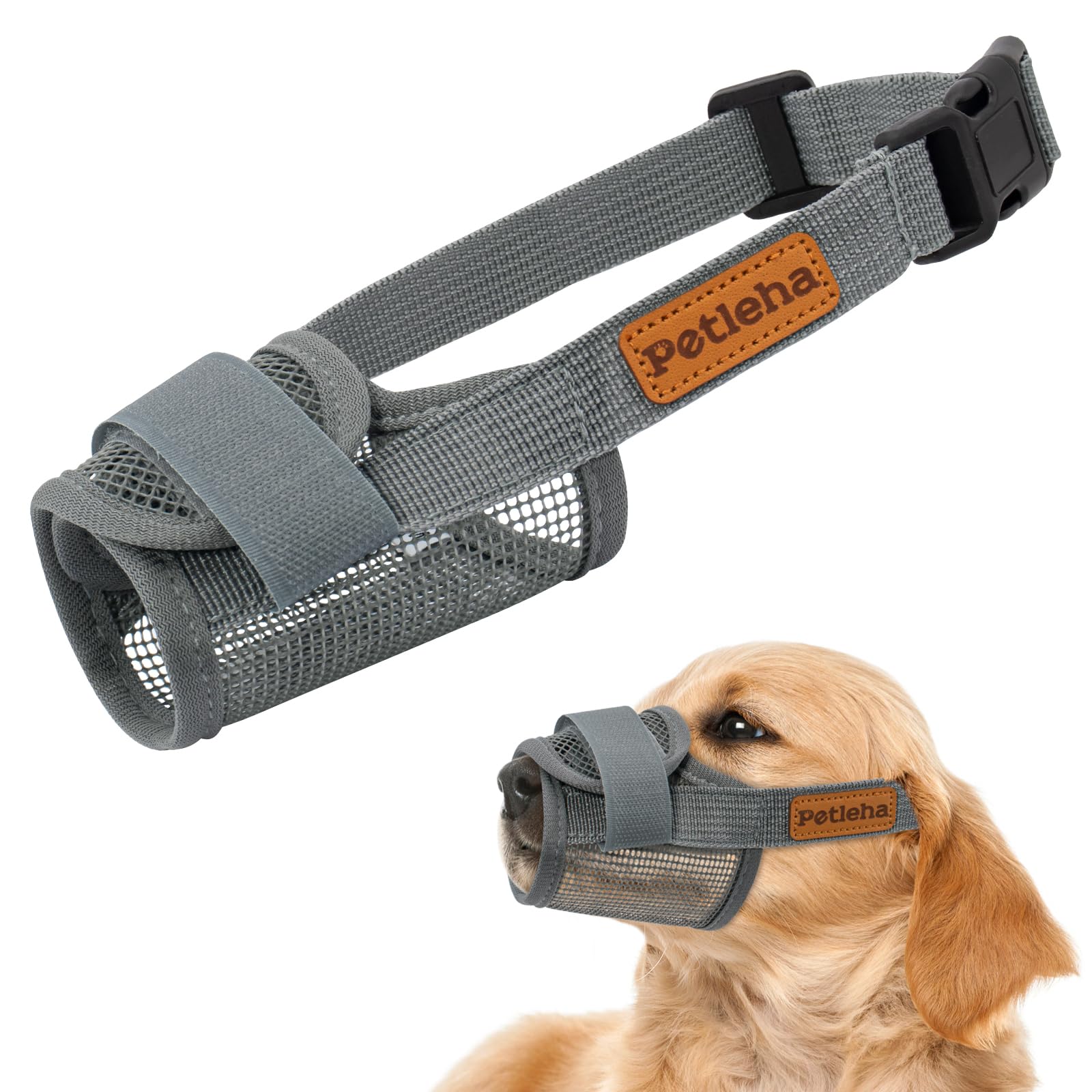 Coppthinktu Soft Dog Muzzle, Breathable Mesh Muzzle for Small Medium Large Sized Dog Mouth Cover, Adjustable Muzzles to Prevent Biting Barking Dogs